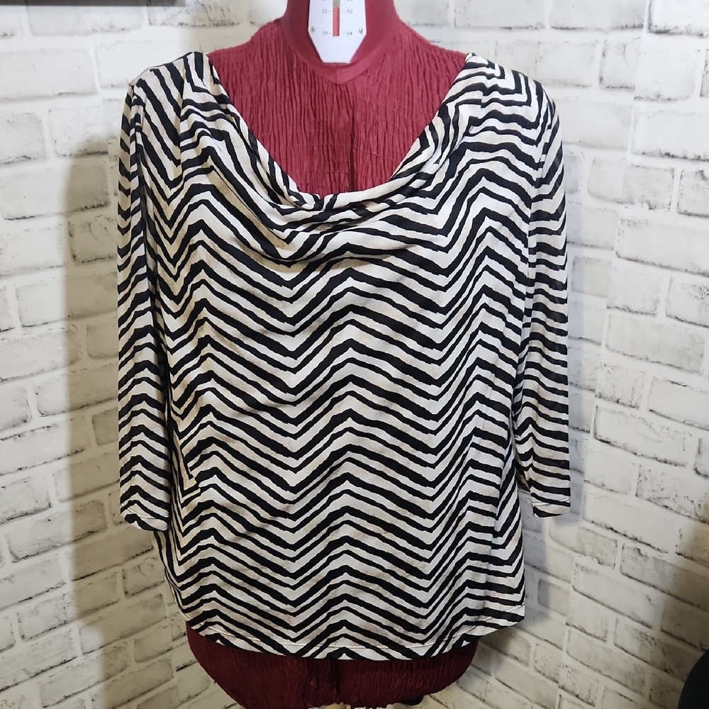 George Black and White Chevron Blouse